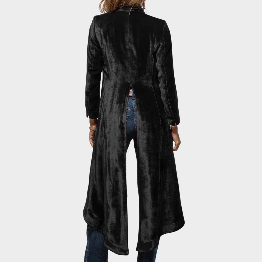Women’s Velvet Long Cardigan Coat – Split Hem – Loose Fit – Elegant & Stylish – Multiple Colours
