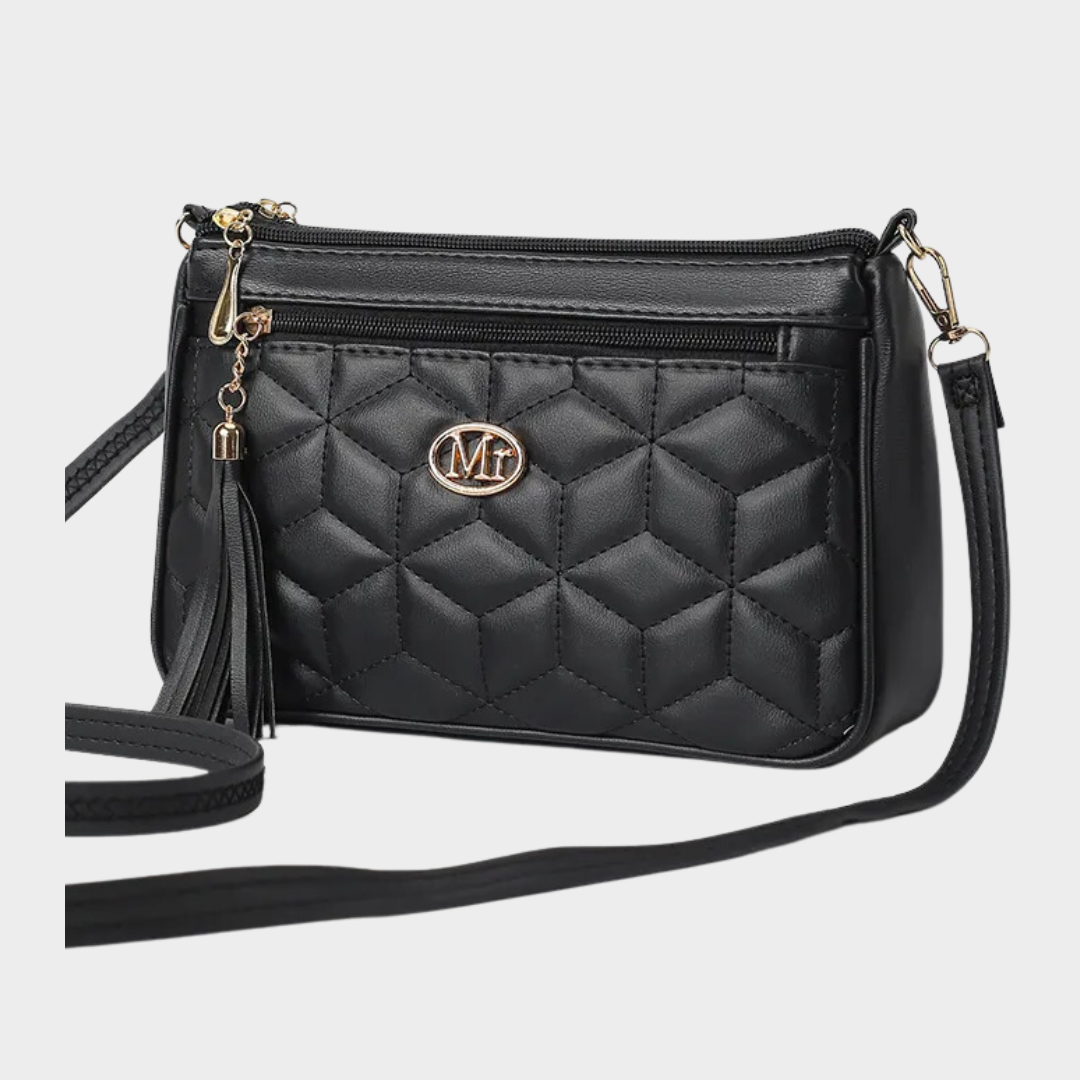 Double Zipper Crossbody Bag for Women - Fashion PU Shoulder Bag with Tassel Detail in Multiple Colors