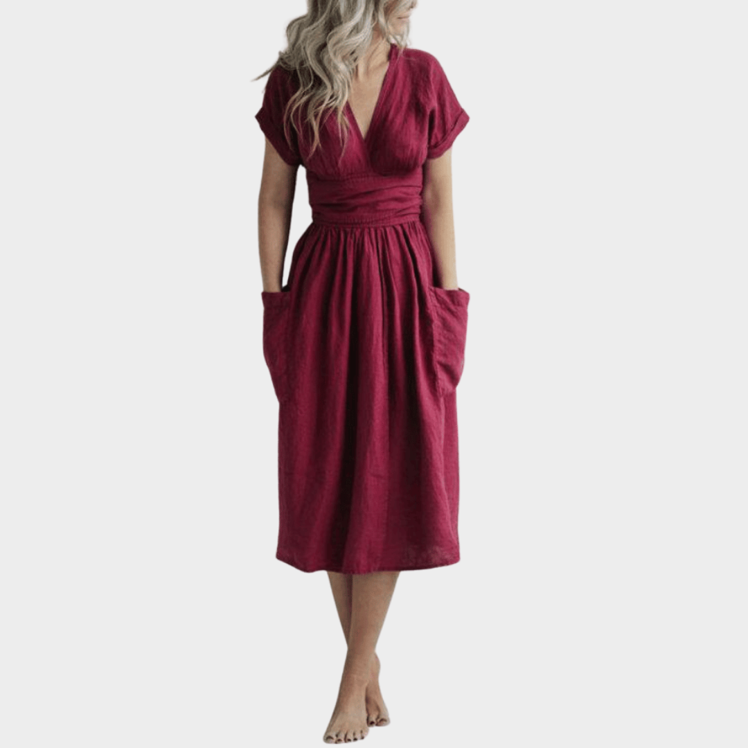 Women's Casual Night Dress – Loose Fit Cotton Linen – Pockets – Multiple Colours