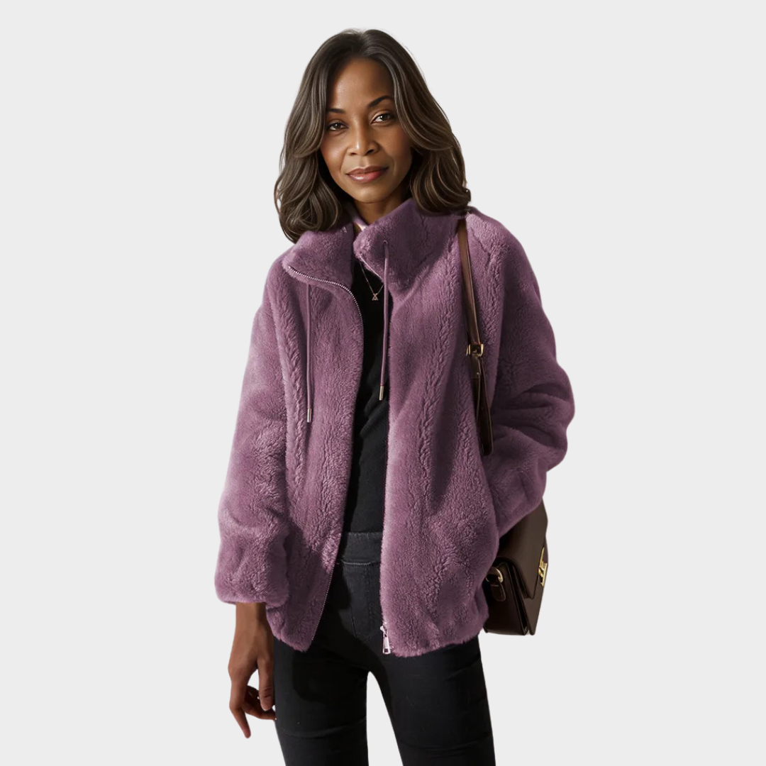 Women’s Jacket – Double-Sided Velvet, Stand-Up Collar, Zip Closure, Winter Fleece, Multiple Colors