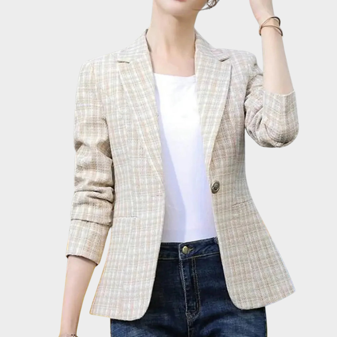 Women's Plaid Print Cardigan – Turn Down Collar Long Sleeve Anti-Wrinkle Coat – Multiple Colours