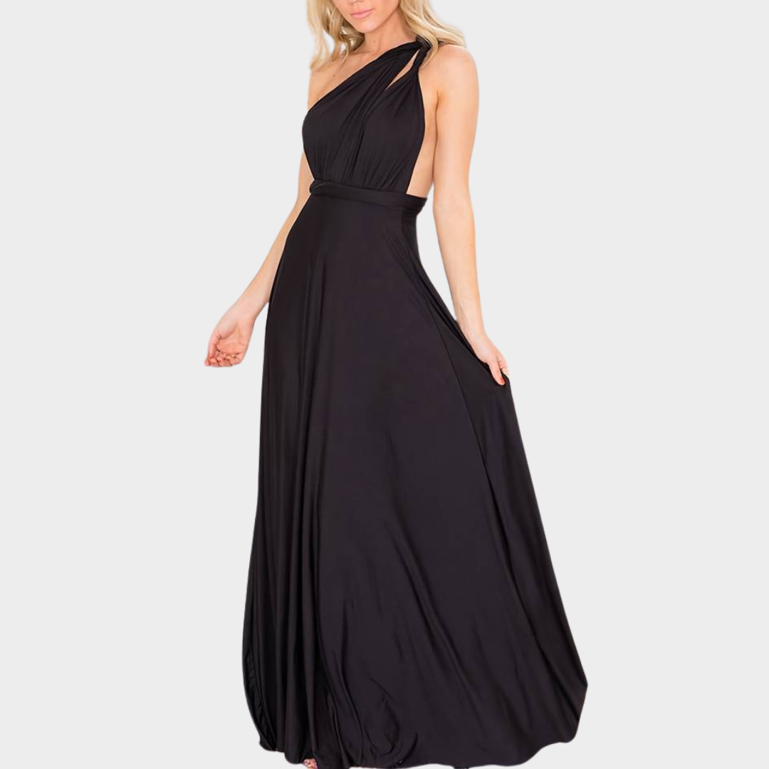 Women's Convertible Bridesmaid Dress – Elegant Pleated Floor-Length Gown – Multiple Colours