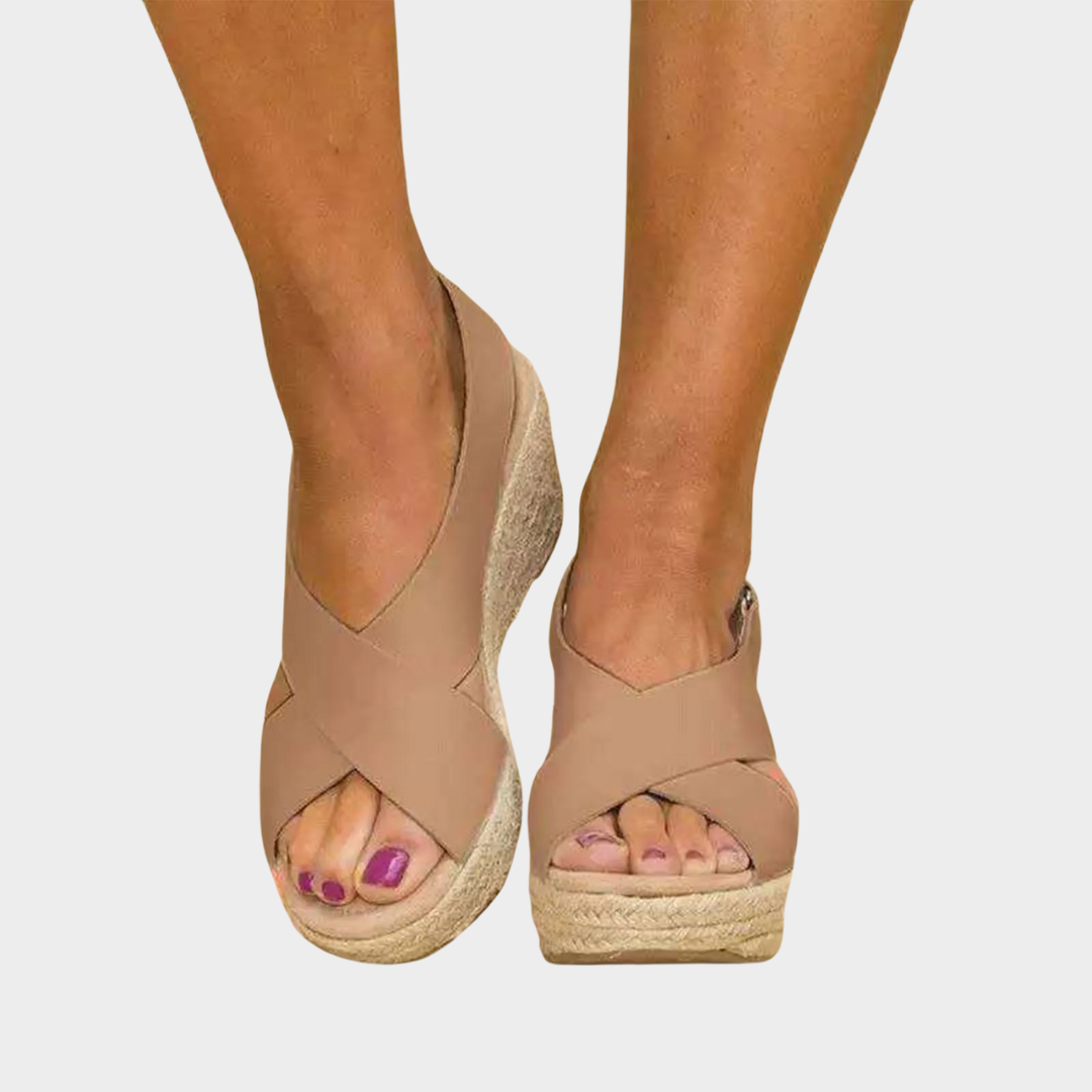 Women’s Peep-Toe Wedge Sandals – Platform Sole with Casual Elegant Fit and Open Toe Comfort – Lightweight Faux Leather – Multiple Colours
