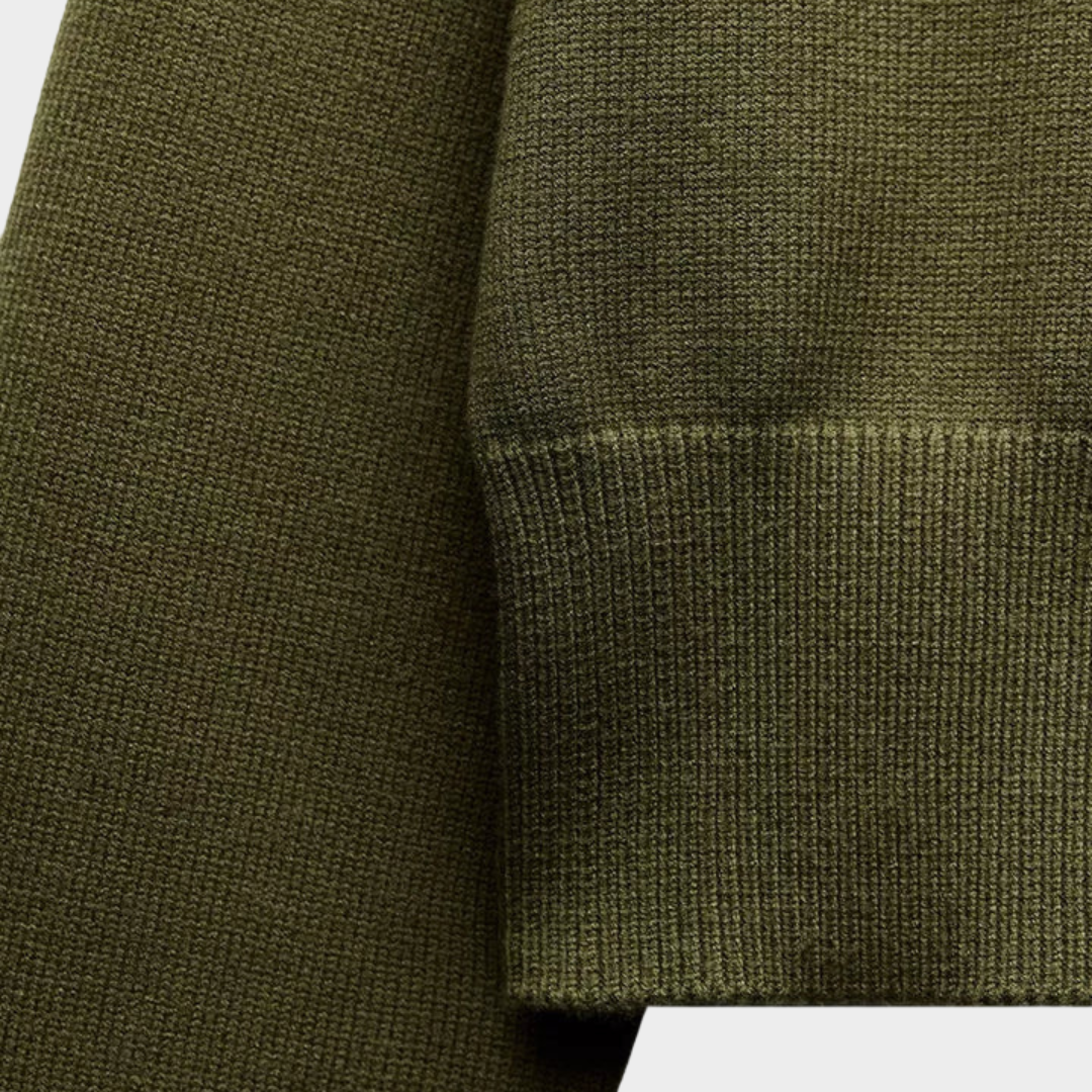 Women's Knitted Crop Sweater – Slim Fit – O-Neck – Long Sleeve – Green