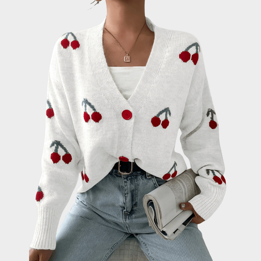 Women Long Sleeve Cardigan – Round Neck Button Front Embroidered Knitwear – Lightweight Casual Layer – Multiple Colours
