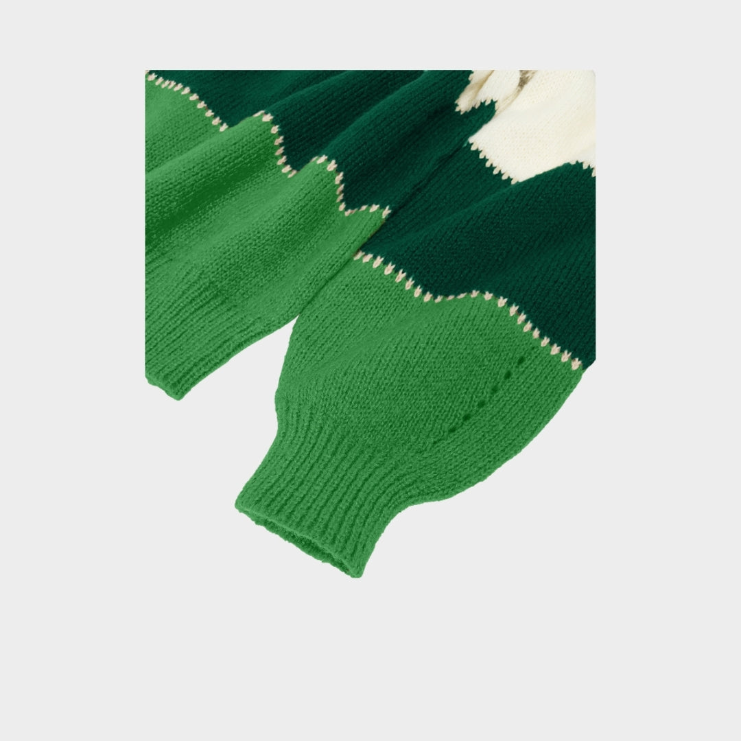 Loose Striped Women’s Sweater - Oversized, Color Block, Plus Size, Green