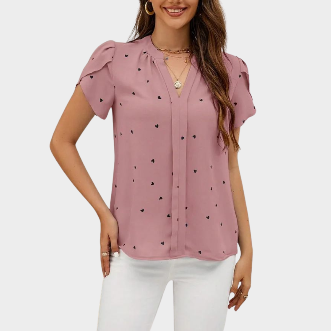Women's V-Neck Blouse – Elegant Shirt – Stylish Button-Up – Lightweight Fabric – Multiple Colours