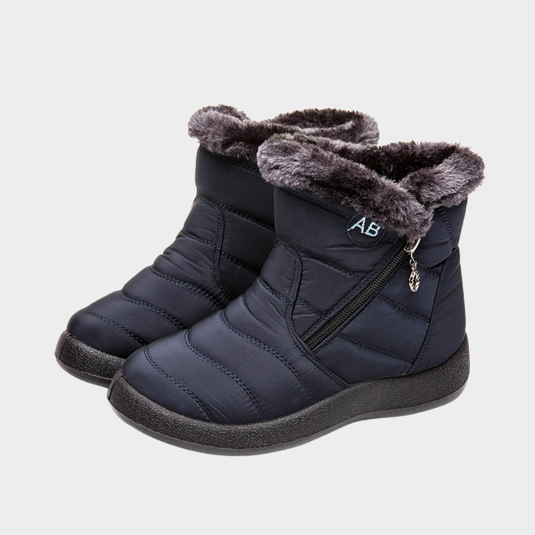 Women’s Waterproof Winter Boots - Soft Fur Lined, Comfortable Zipper Shoes, Grey, Black, Blue, Red, Brown