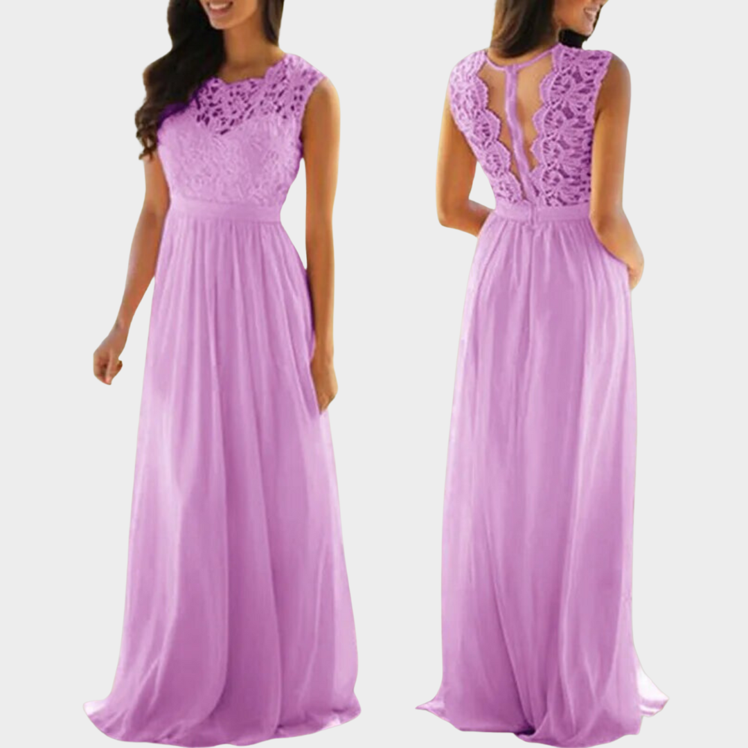 Women's Elegant Lace Dress – Hollow Out – Sheer Detail – Evening Party – Bridesmaid & Wedding Guest – Multiple Colours