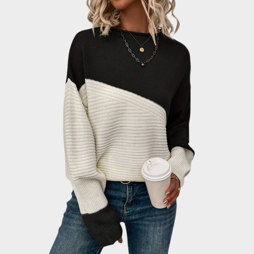 Women's Color Block Sweater – Knitted Pullover – Soft & Stylish – Modern Design – Multiple Colours