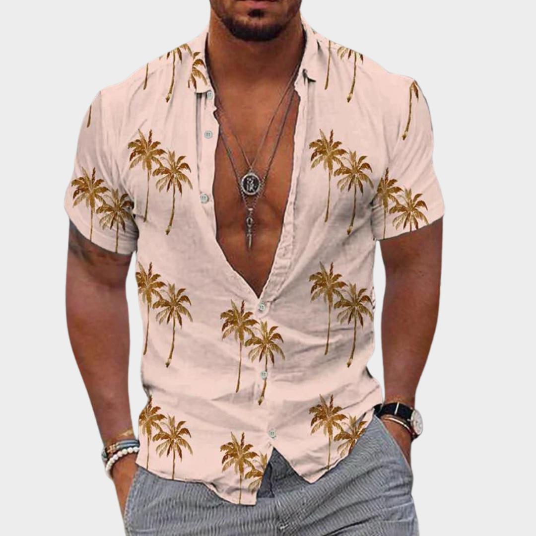Men’s Hawaiian Shirt – Short Sleeve – Casual Cotton – Tropical Print – Multiple Colours