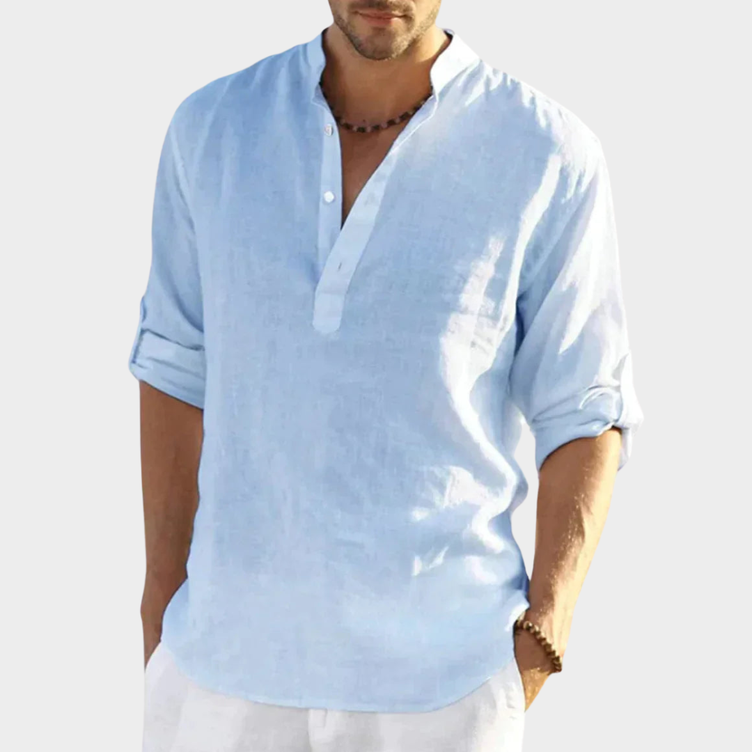 Men's Long Sleeve Linen Shirt – Smart Casual – Lightweight & Breathable – Multiple Colours