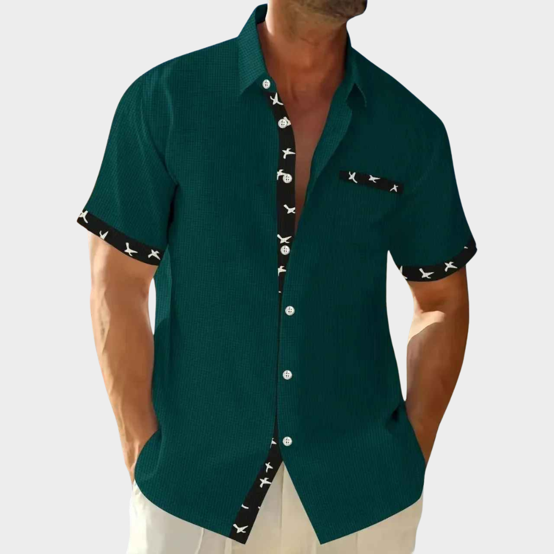 Men's Shirt – Short Sleeve Open Cardigan Style Waffle Texture with Pocket – Multiple Colours
