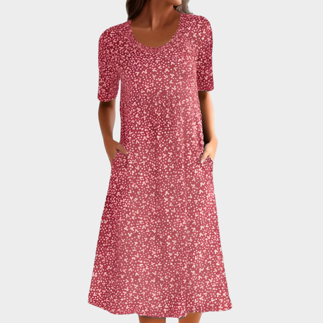 Women’s Loose Fit Midi Dress – Floral Print with Short Sleeves and Casual Boho Style – Lightweight and Breathable – Multiple Colours