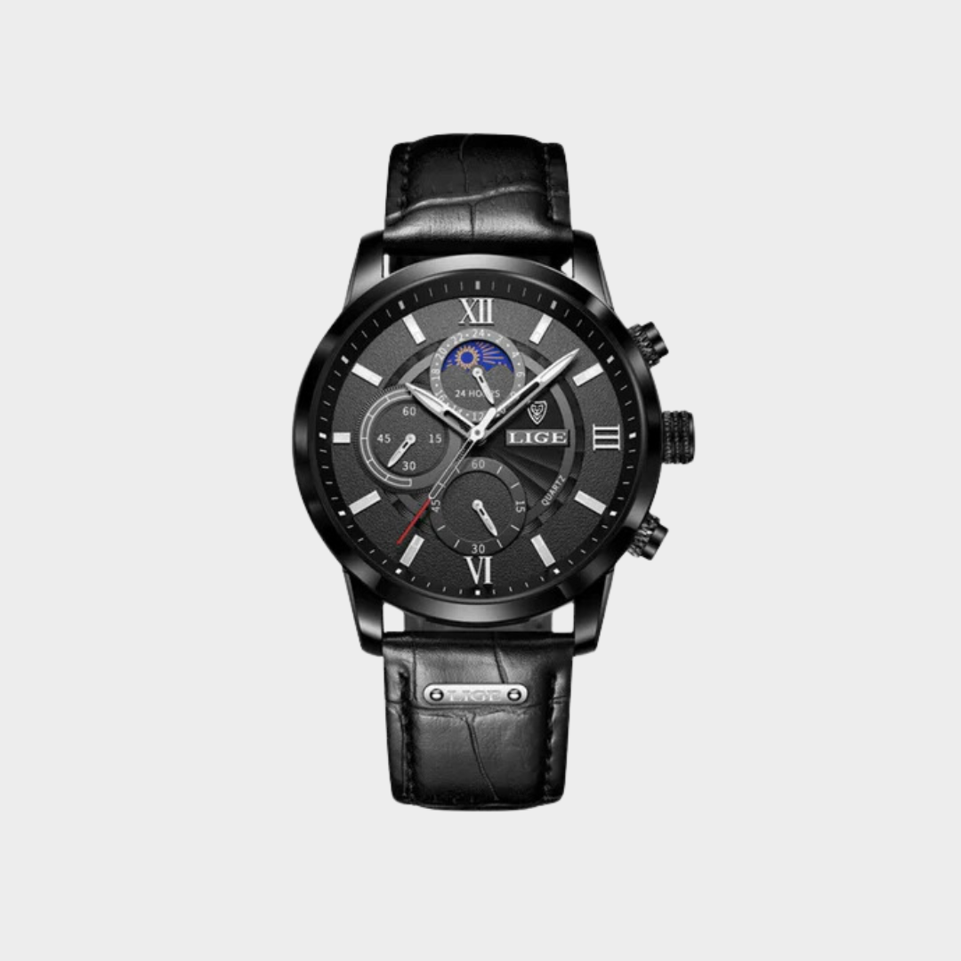 Lugano Classic Watch for Men – Waterproof Design, Brown/White, Brown/Black, Full Black