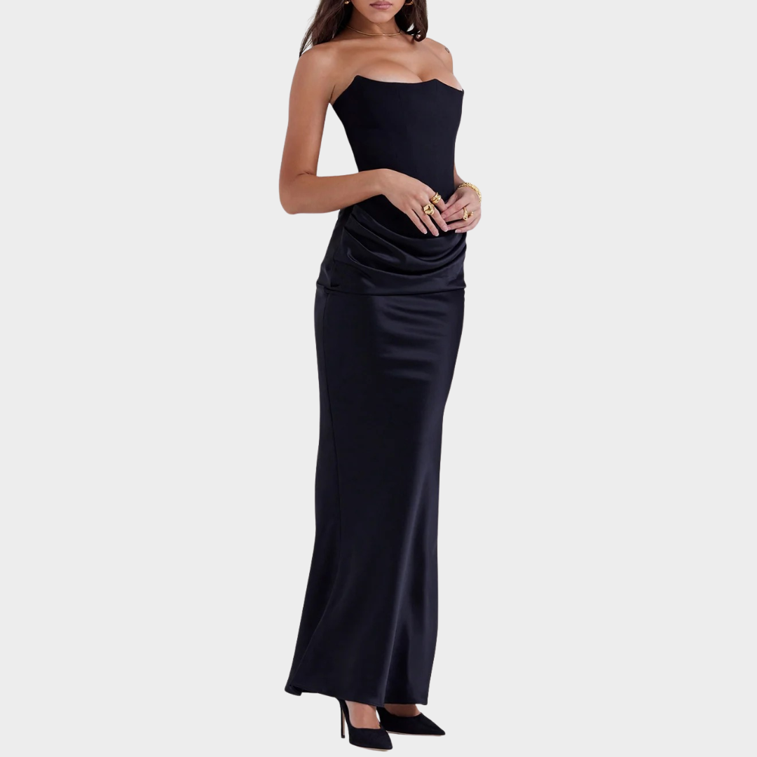 Women’s Long Dress – Strapless Patchwork Design – Sleeveless Backless Slim Fit – Mermaid Evening Gown – Multiple Colours
