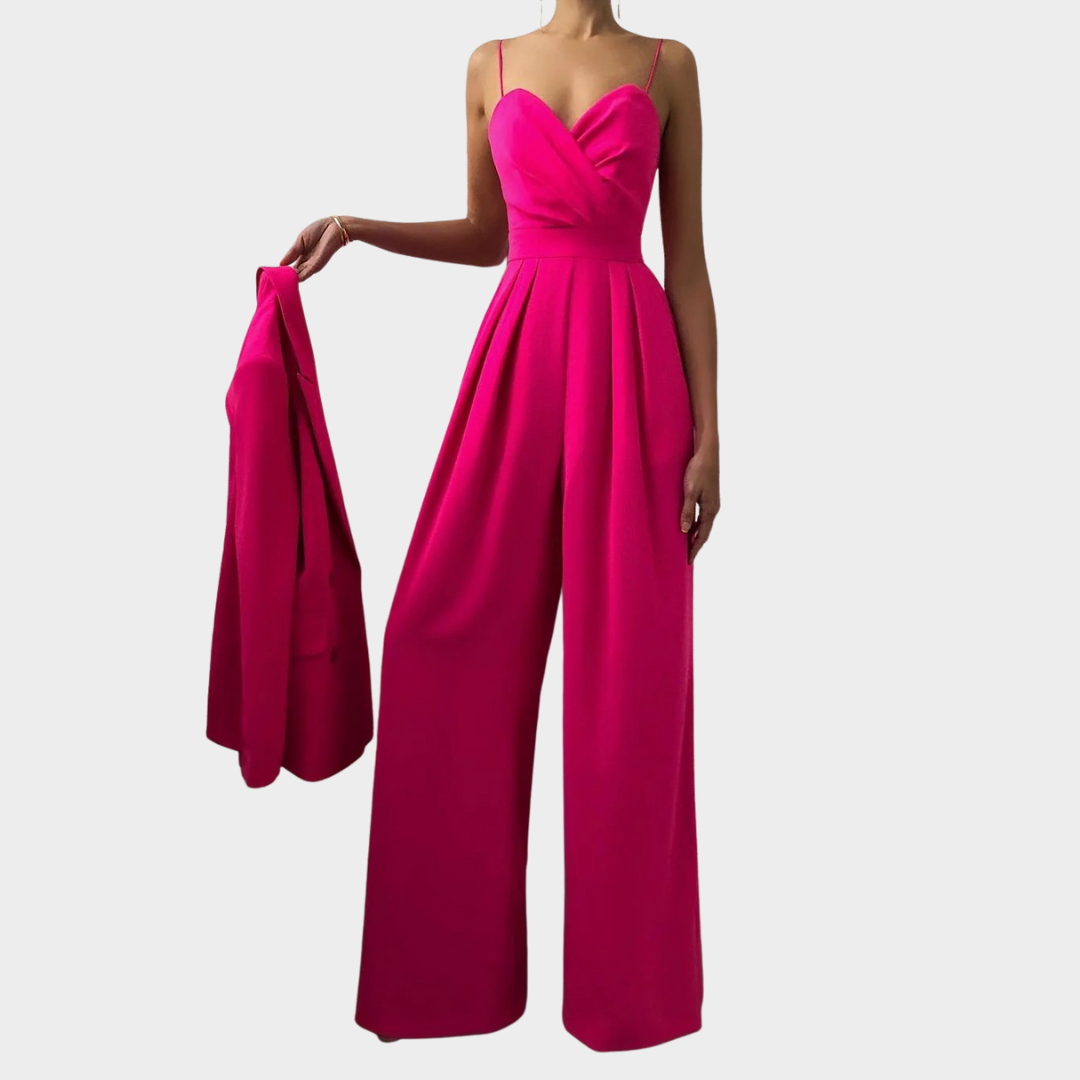 Women Sleeveless High Waist Jumpsuit – Slim Fit – V Neck – Wide Leg Long Pants – Lightweight Soft Fabric – Multiple Colours