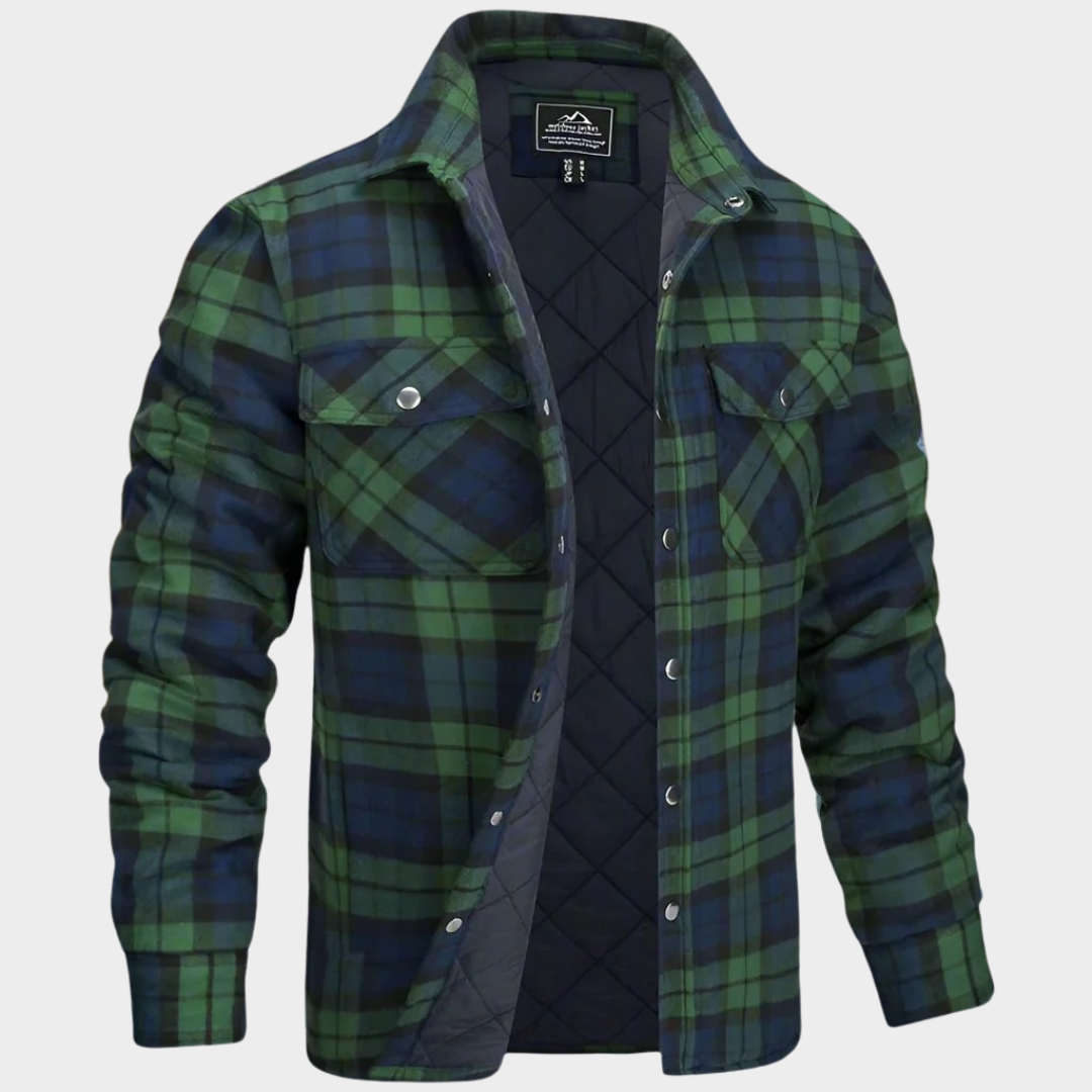 Men Plaid Shirt Jacket – Thickened Long Sleeve with Collar and Loose Fit – Multiple Colours