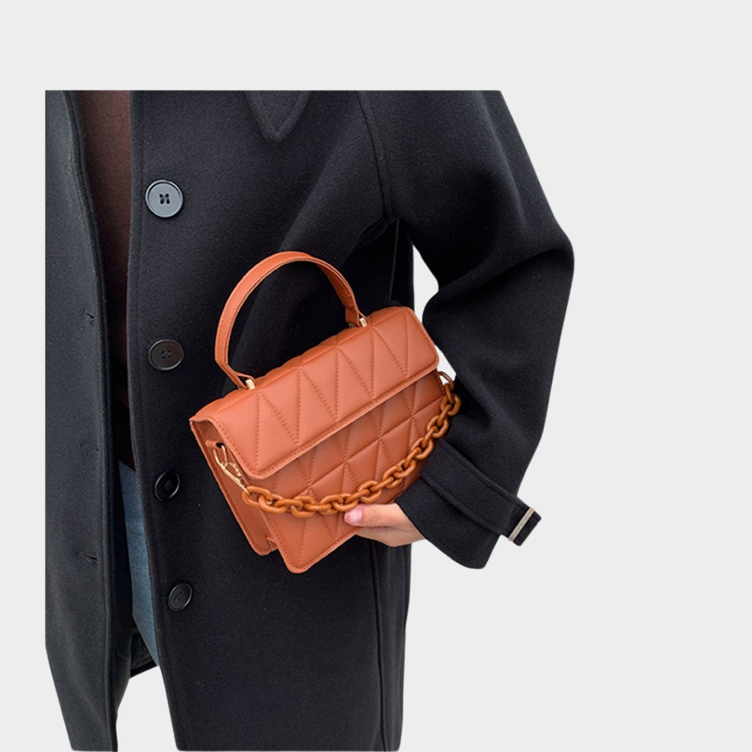 Fashion Checkered Women’s Shoulder Bag - Chain Crossbody Small Flap Top Handbag in Black, Brown, and More