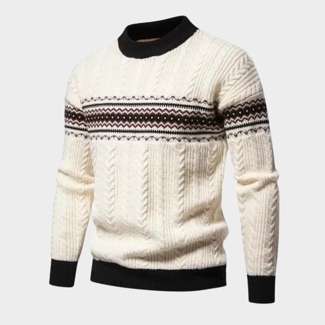 Men's Autumn and Winter Warm Knitted Sweater - Round Neck Casual Design (Black, Grey, White)
