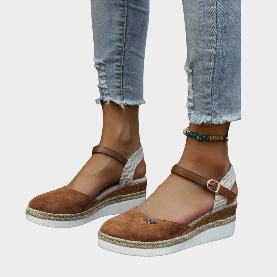 Women’s Closed-Toe Wedge Sandals – Espadrille Platform Fit with Buckle Strap and Gladiator Style – Lightweight Comfortable Design – Multiple Colours
