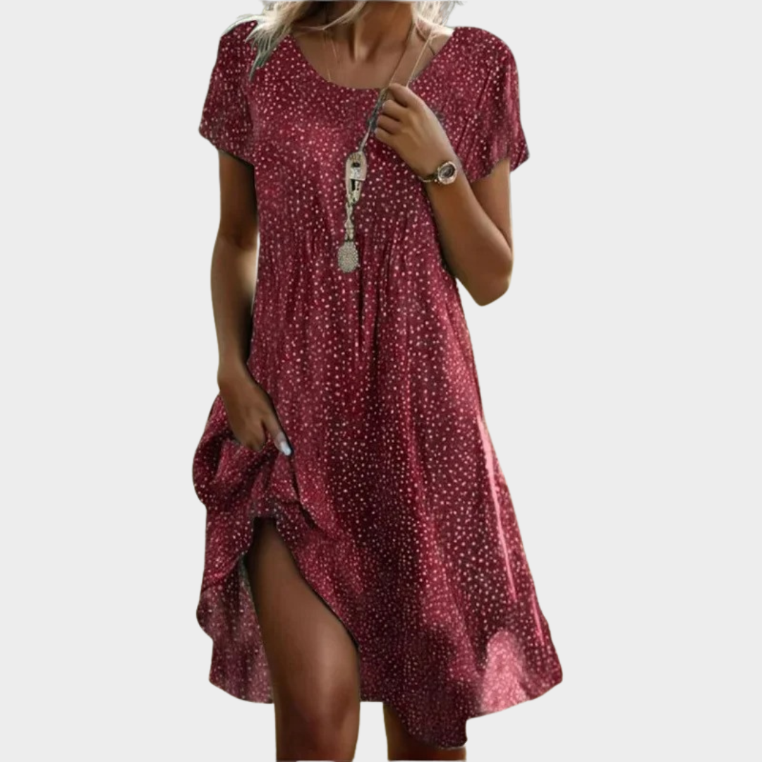 Women’s Medium-Length Dress – Ethnic Style – Relaxed Fit – Round Neck – Lightweight Material – Multiple Colours