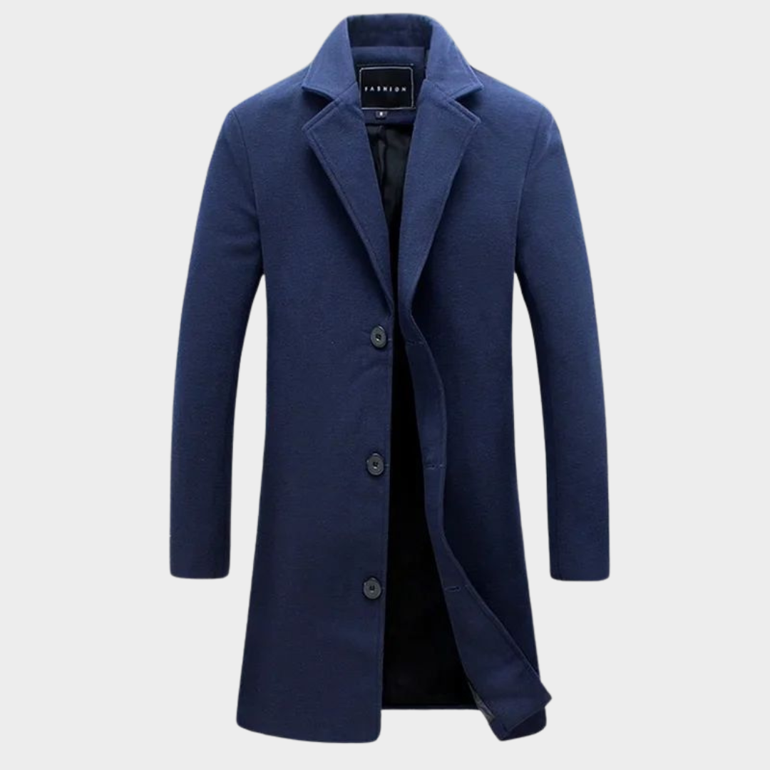 Men’s Windbreaker Coat – Slim Fit – Wool Blend – Long Length – Business & Casual – Multiple Colours