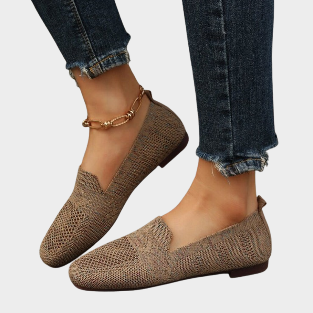 Women Casual Slip On Flats – Square Toe – Mesh Knit – Soft Bottom – Multiple Colours