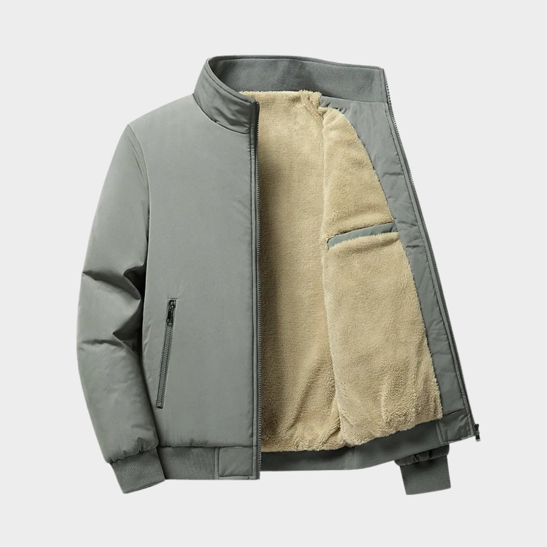 Winter Fleece Lined Cotton Jacket - Men's Thickened Plush Lamb Warm Windbreaker, Casual Coat, Beige, Black, Grey