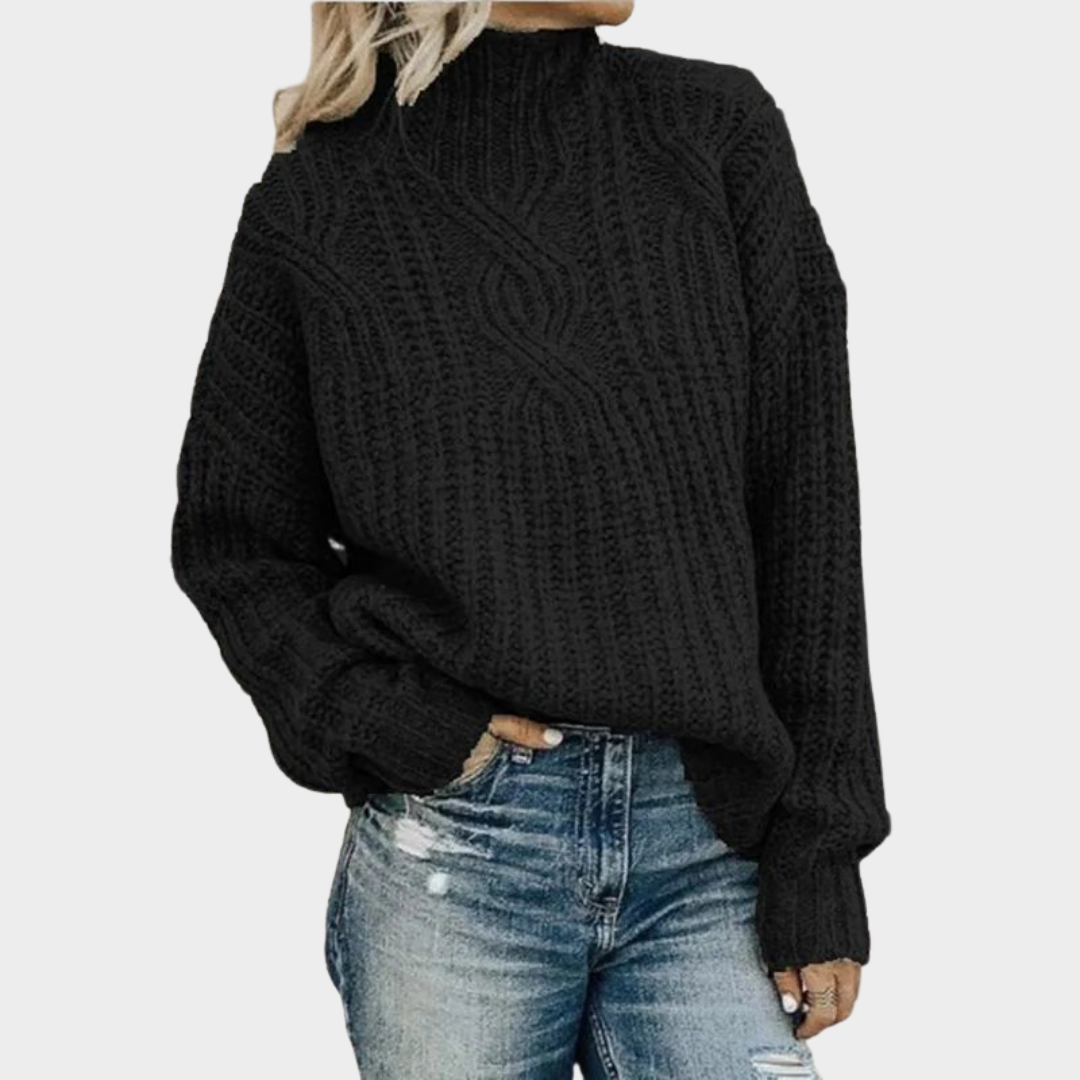 Women's Turtleneck Sweater – Twist Knitted Pullover – Warm Soft Knitwear – Classic Fit – Multiple Colours