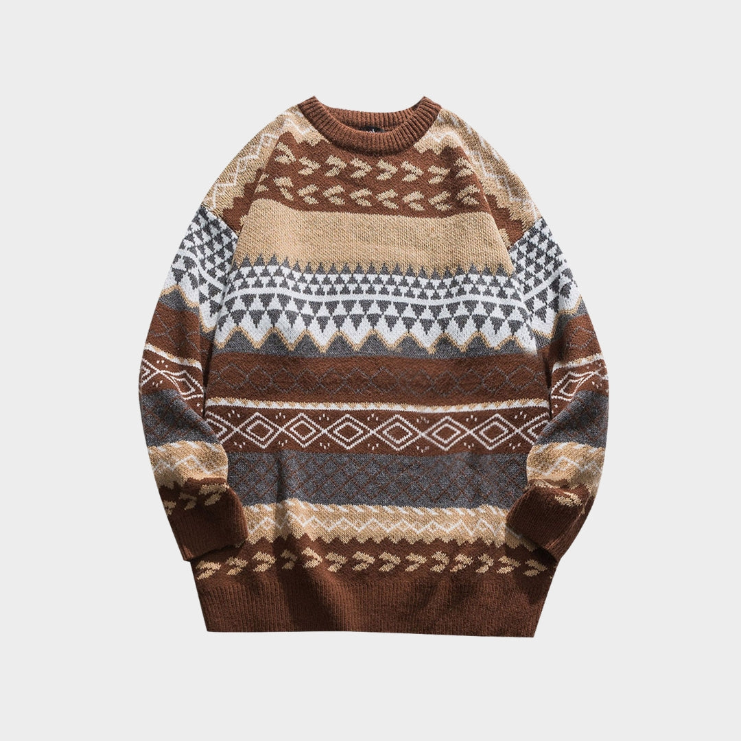 Women’s Vintage Striped Loose Sweater - Korean Style, Retro Knitted Pullover, Winter Casual, Grey, Coffee, and More