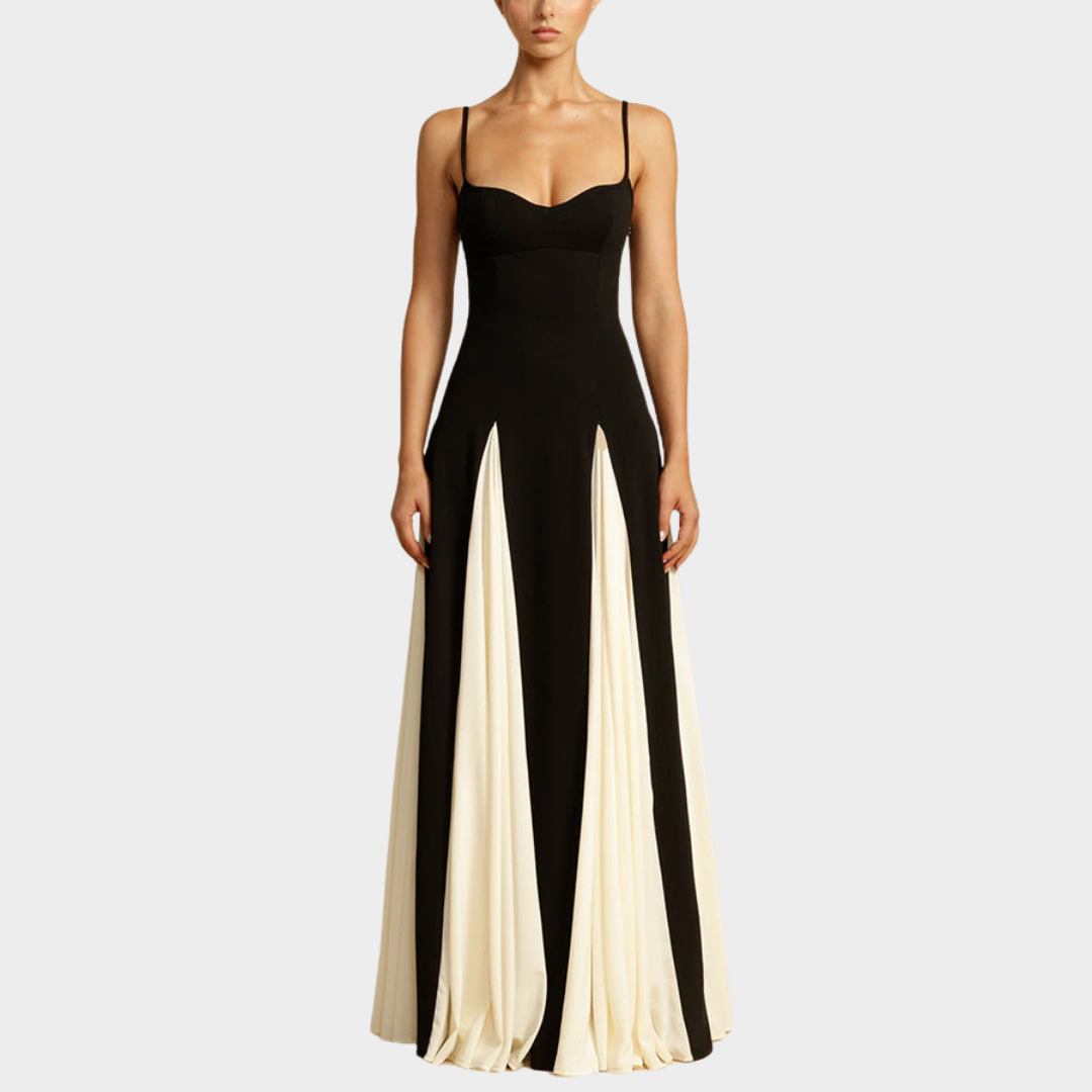 Women's Sleeveless Maxi Dress – High-Waist A-Line Dress – Elegant Backless Fit – Black
