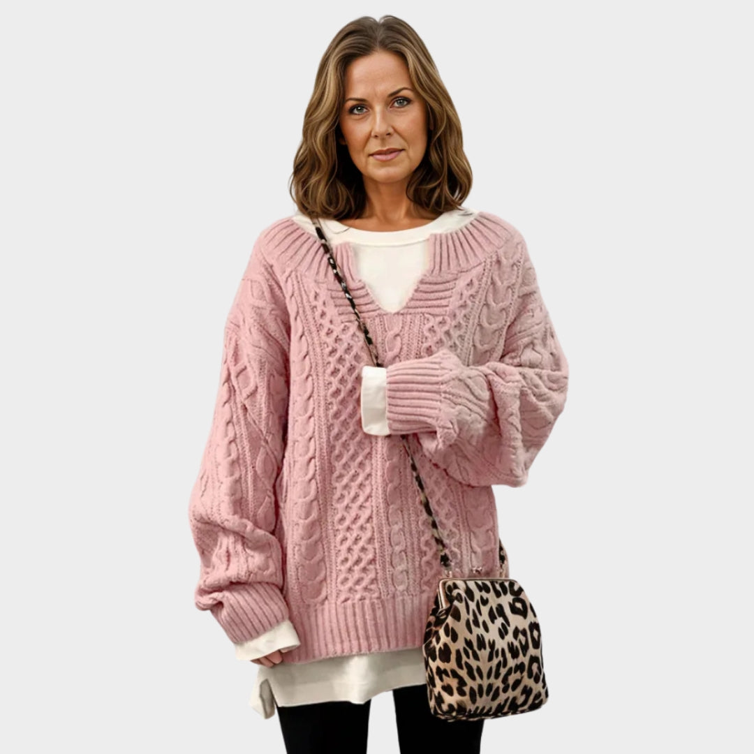 Women’s Retro Knitted Sweater – Half-Open Collar, Long Sleeves, Fall & Winter Fashion