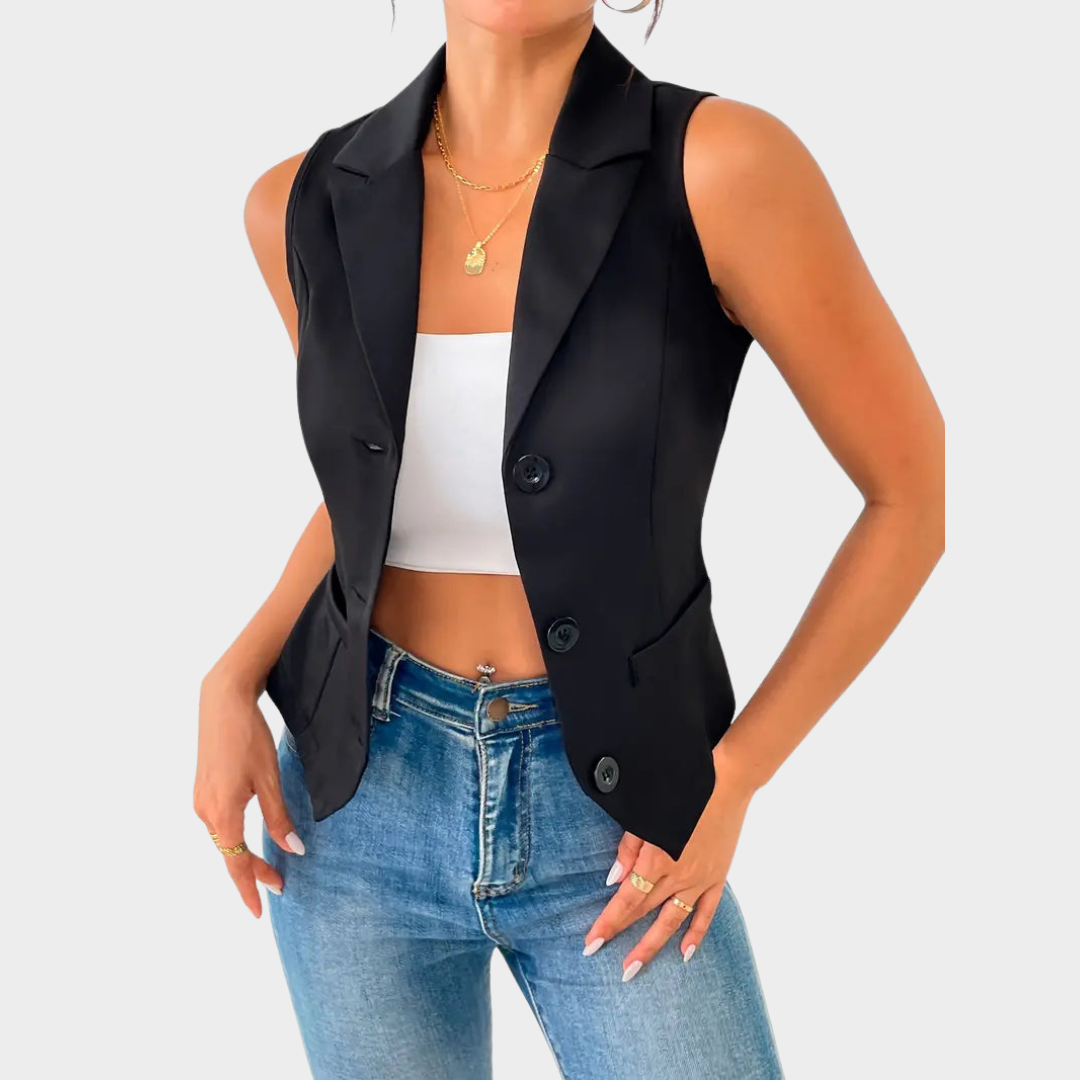 Women's Blouse – Elegant Long Sleeve – Button-Up – Classic Collar – Cotton Blend – Black