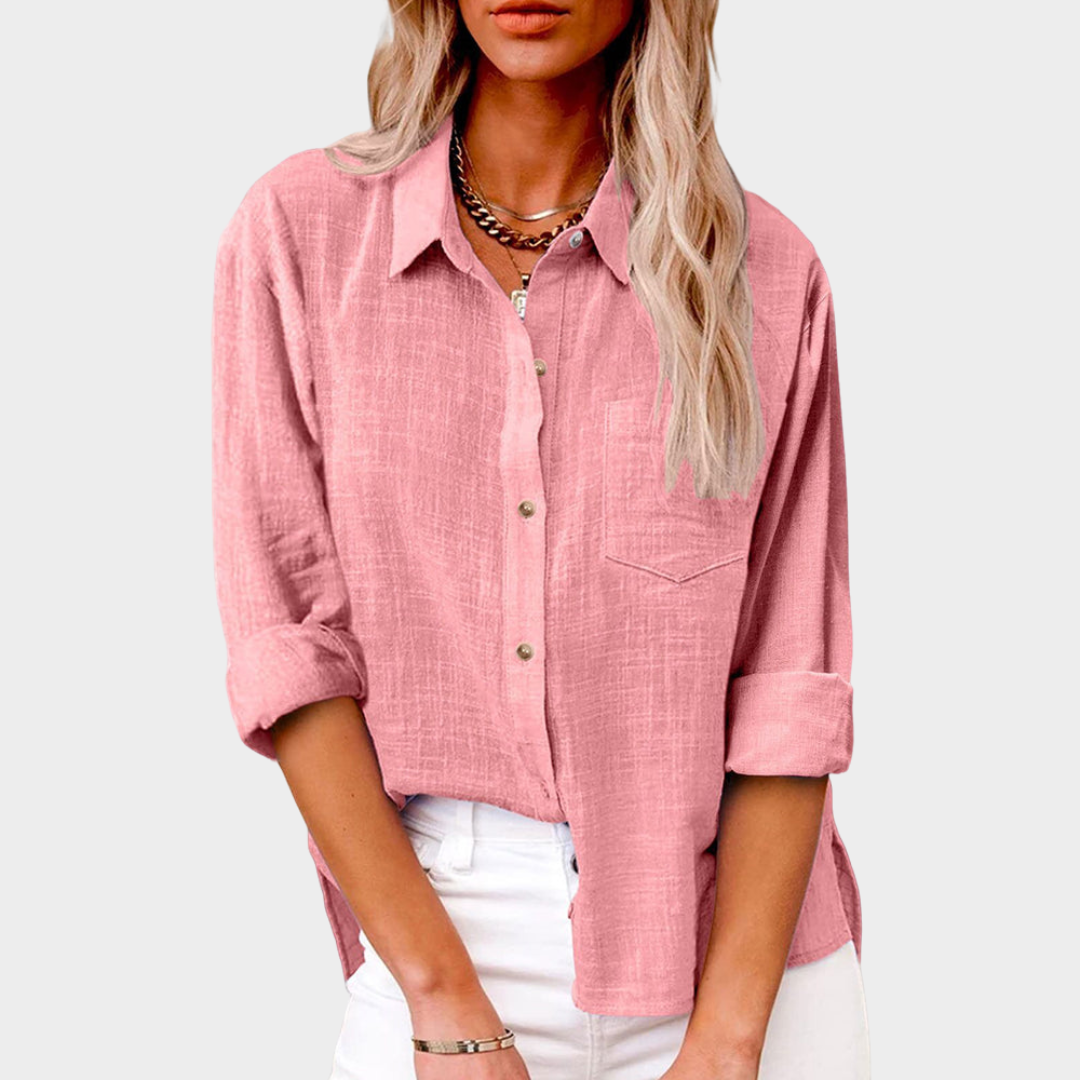 Women's Long Sleeve Cotton Linen Blouse – Relaxed Fit – Breathable & Stylish – Multiple Colours