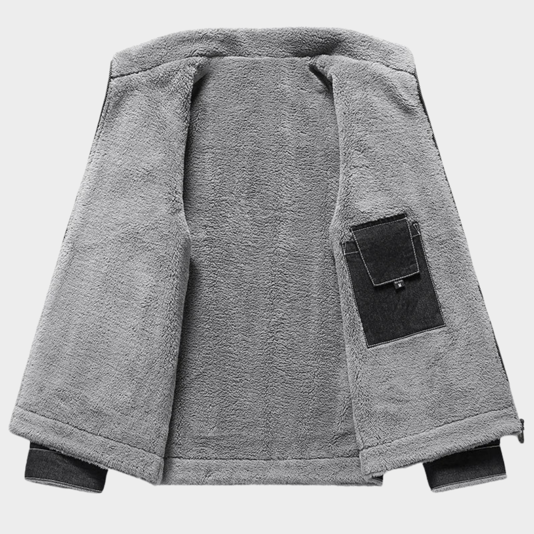 Men’s Denim Jacket – Fur Collar – Warm & Stylish – Solid Color – Casual Outerwear – Multiple Colours