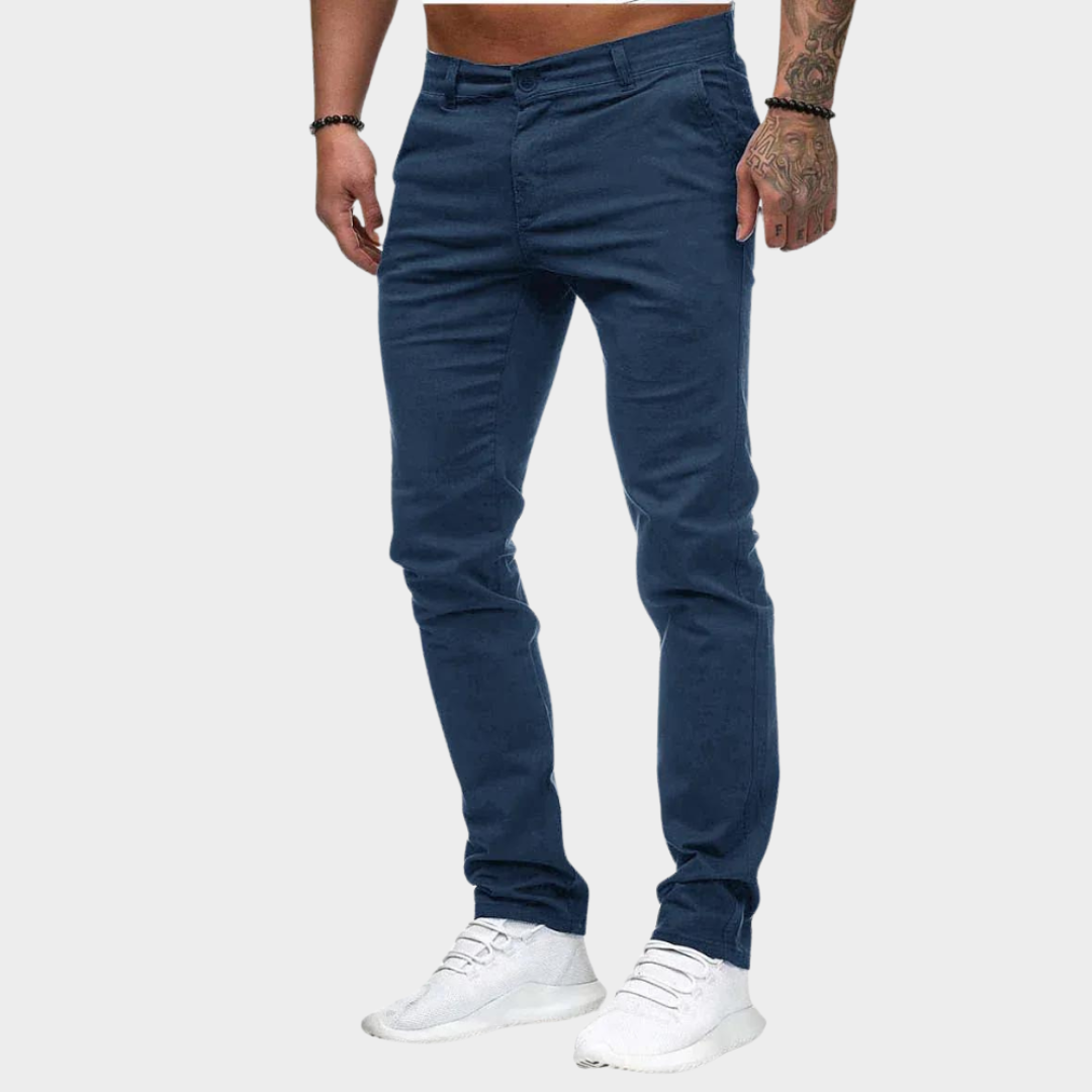 Men's Casual Cotton Trousers – Slim Fit – Straight Leg – Business & Everyday Wear – Comfortable Fabric – Multiple Colours