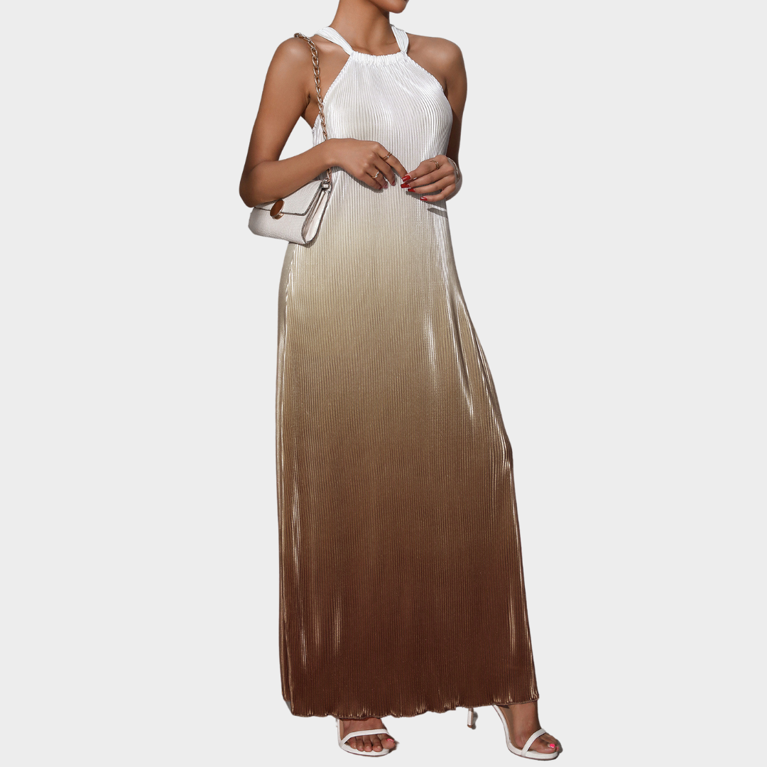 Halter Neck Dress - Women's Backless A-Line Dress - Gradient Sleeveless - Multiple Colours