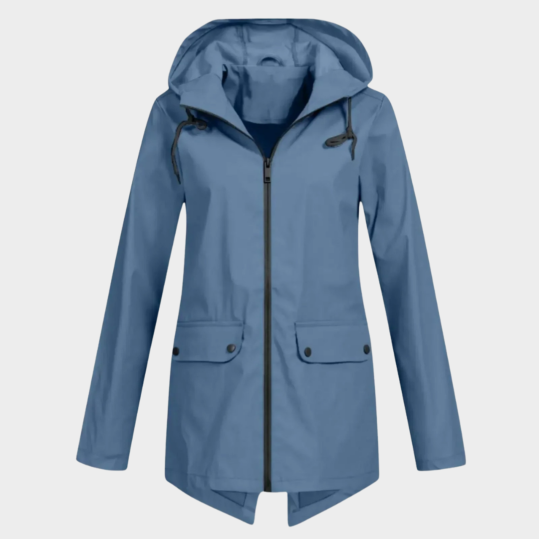Women Waterproof Hooded Jacket – Lightweight Windproof Outdoor Raincoat – Solid Colour Hiking Outerwear – Multiple Colours
