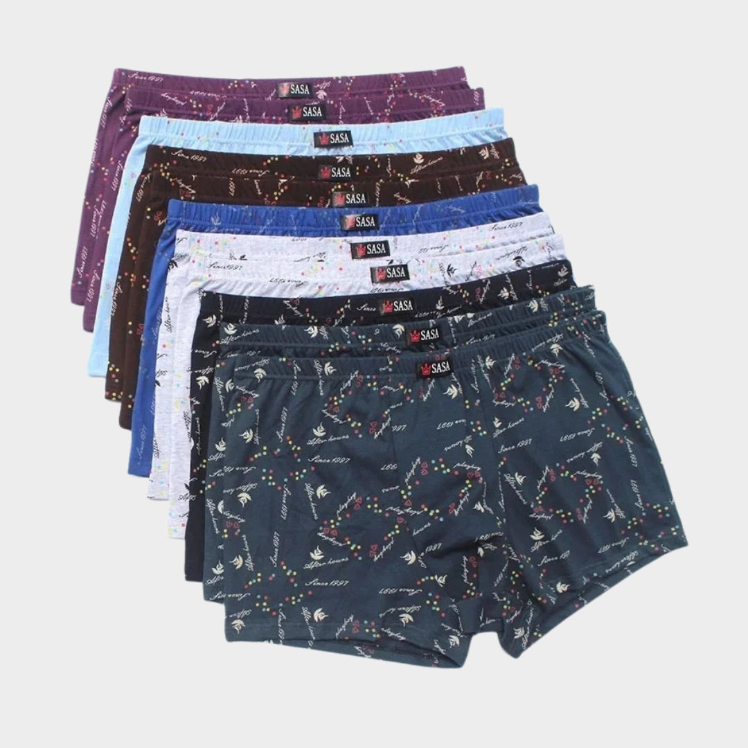 Men's Cotton Boxer Shorts - 6-Pack - Loose Fit - Breathable Mid Waist - Soft & Comfortable - Multiple Colours