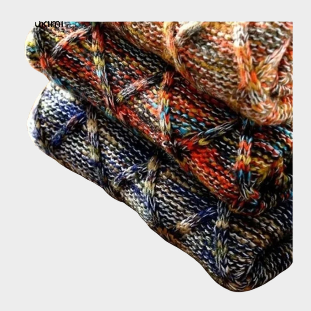 Men’s Slim Fit Knitted Sweater - Autumn Winter Long Sleeve Casual Pullover (Orange, Blue, Multicolor)