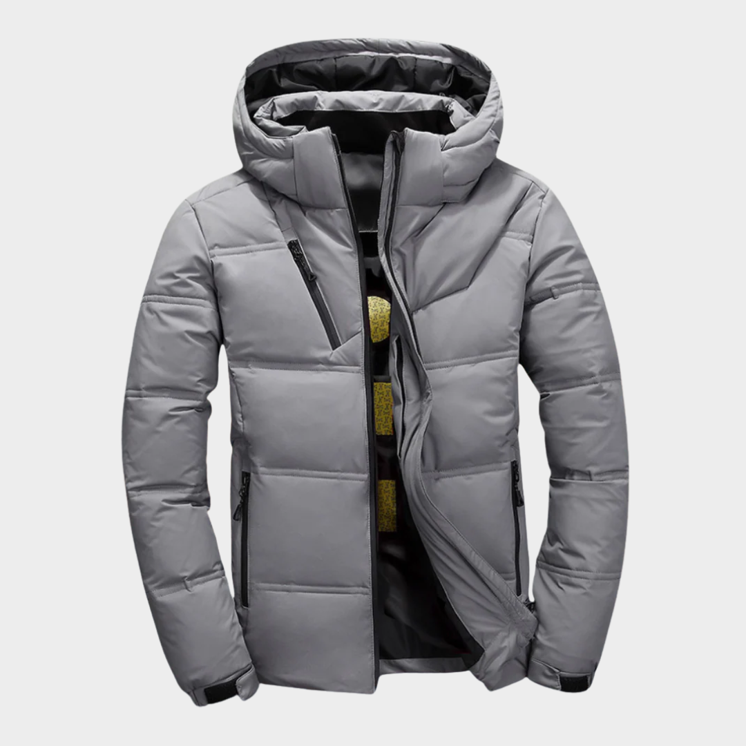 Men’s Hooded Down Jacket – Thickened Lightweight Parka Coat with Duck Down Filling for Outdoor Activities – Multiple Colours