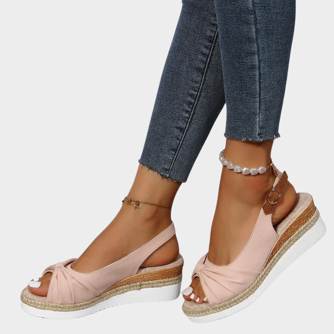 Women’s Wedge Platform Sandals – Open Toe Casual Faux Leather Upper – Soft Cushioned Sole – Multiple Colours
