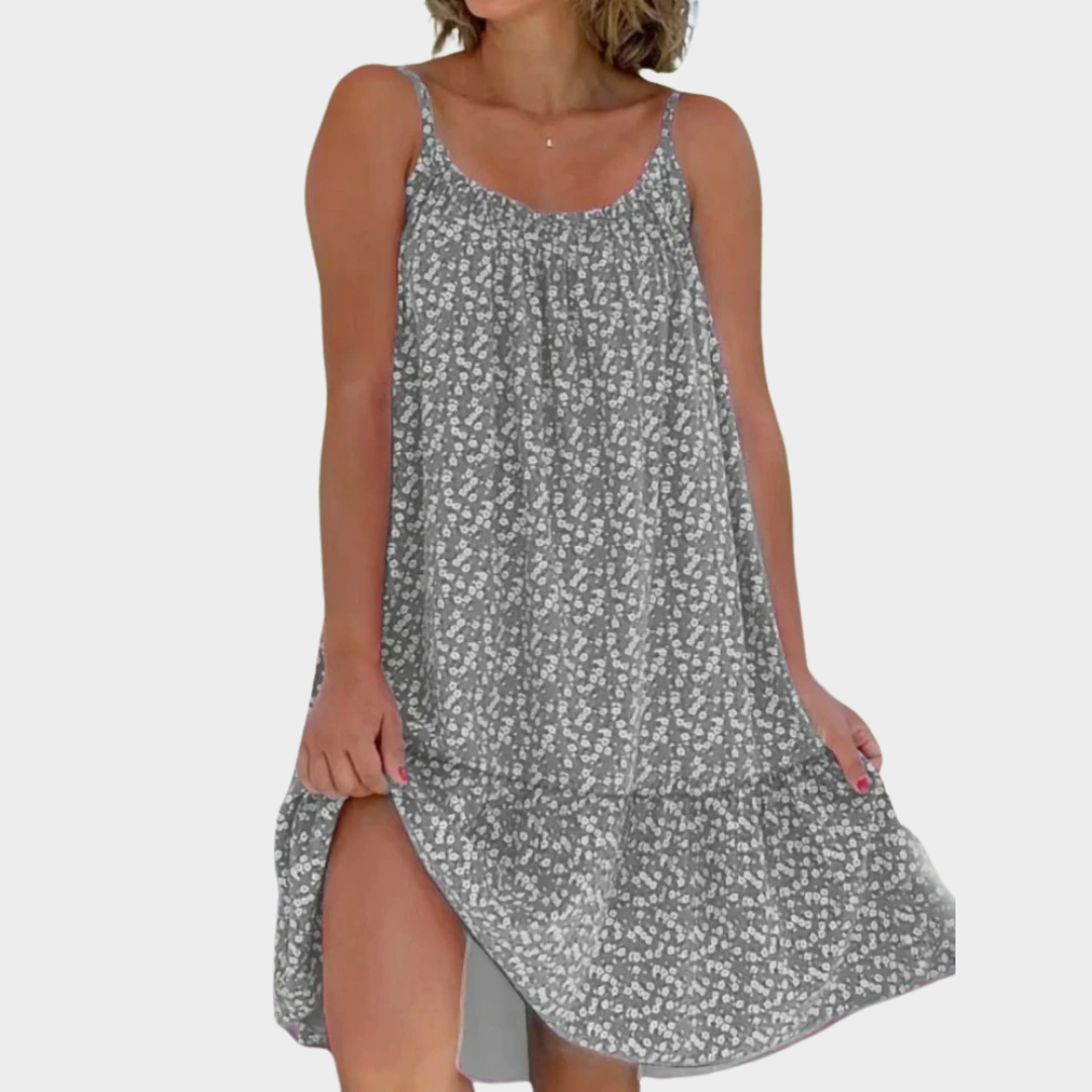 Women’s Floral Print A-Line Mini Dress – Spaghetti Strap Sleeveless Fit – Lightweight Casual Beach Style – Multiple Colours
