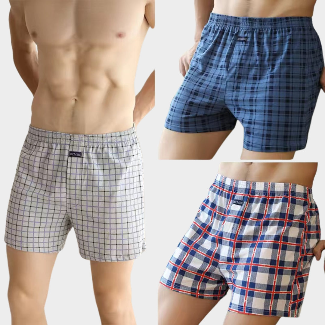 Men's High-Waist Cotton Boxer Shorts - Loose Fit - Breathable Pajama Pants - Soft & Comfortable - Multiple Colours