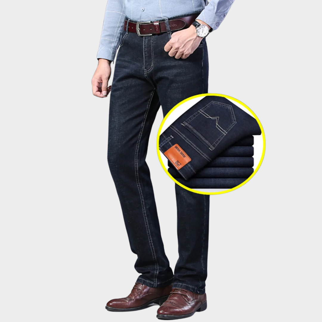 Men's Baggy Straight Jeans - Summer Thin Pants in Light Blue, Black, Dark Blue with High Elasticity