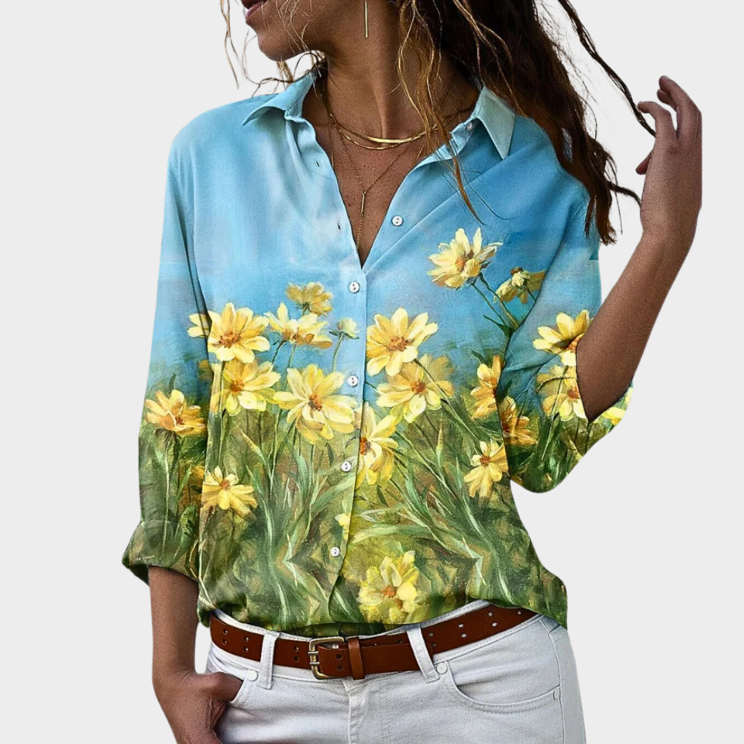 Women's Long-Sleeve Blouse - Trendy Prints - Relaxed Fit - Lightweight Fabric - Multiple Colours