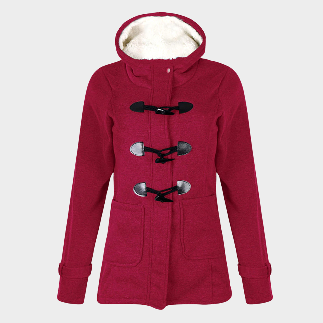 Women's Hooded Coat - Zipper & Horn Button - Casual Fit - Multiple Colours