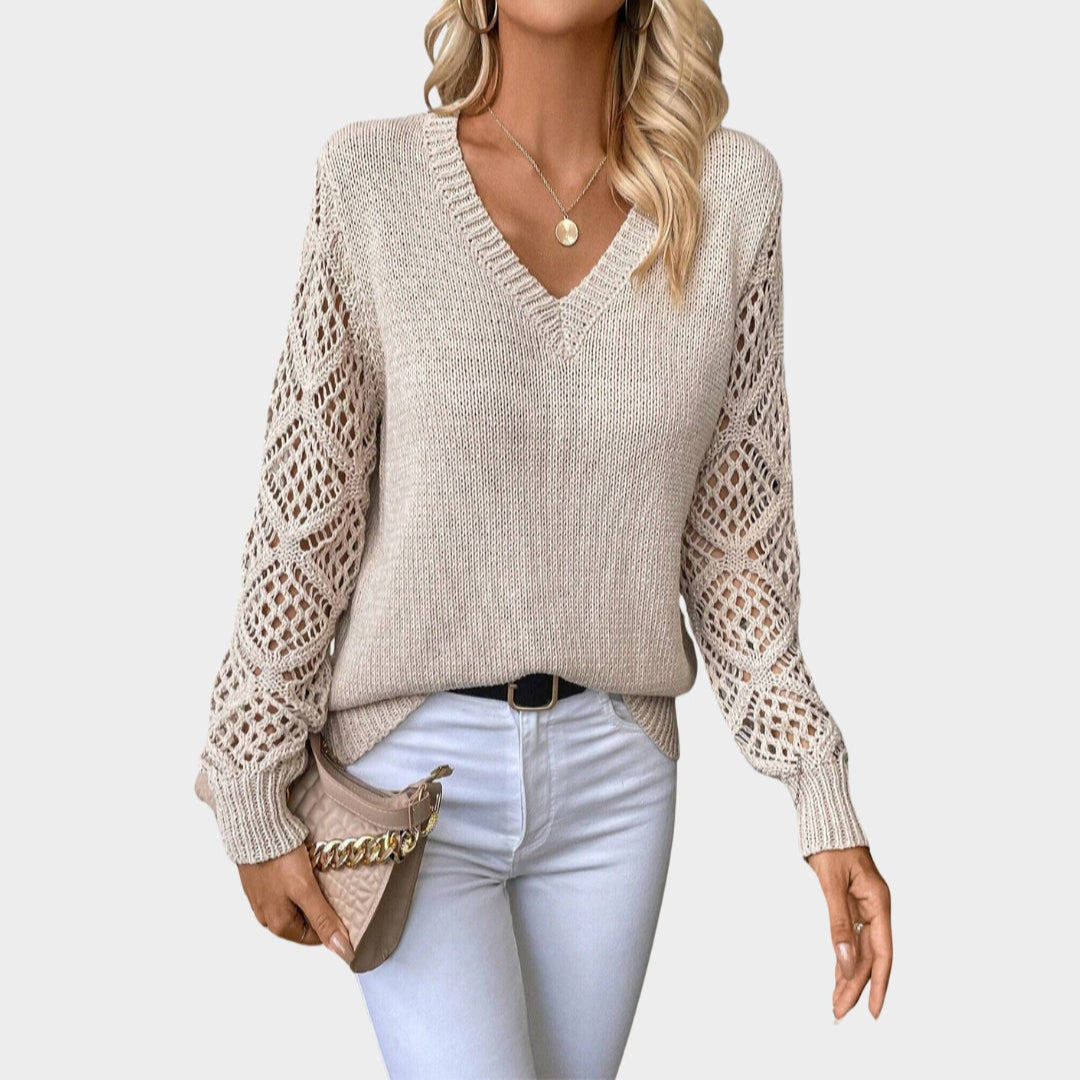 Women’s V-Neck Knitted Sweater - Solid Colors, Casual Fit, Autumn Fashion, Multiple Colors