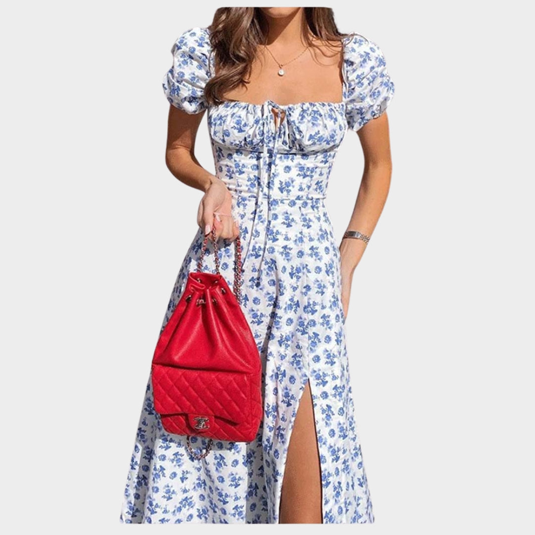 Women’s Floral Print A-Line Maxi Dress – Spring/Summer Chic Party - Long Dresses